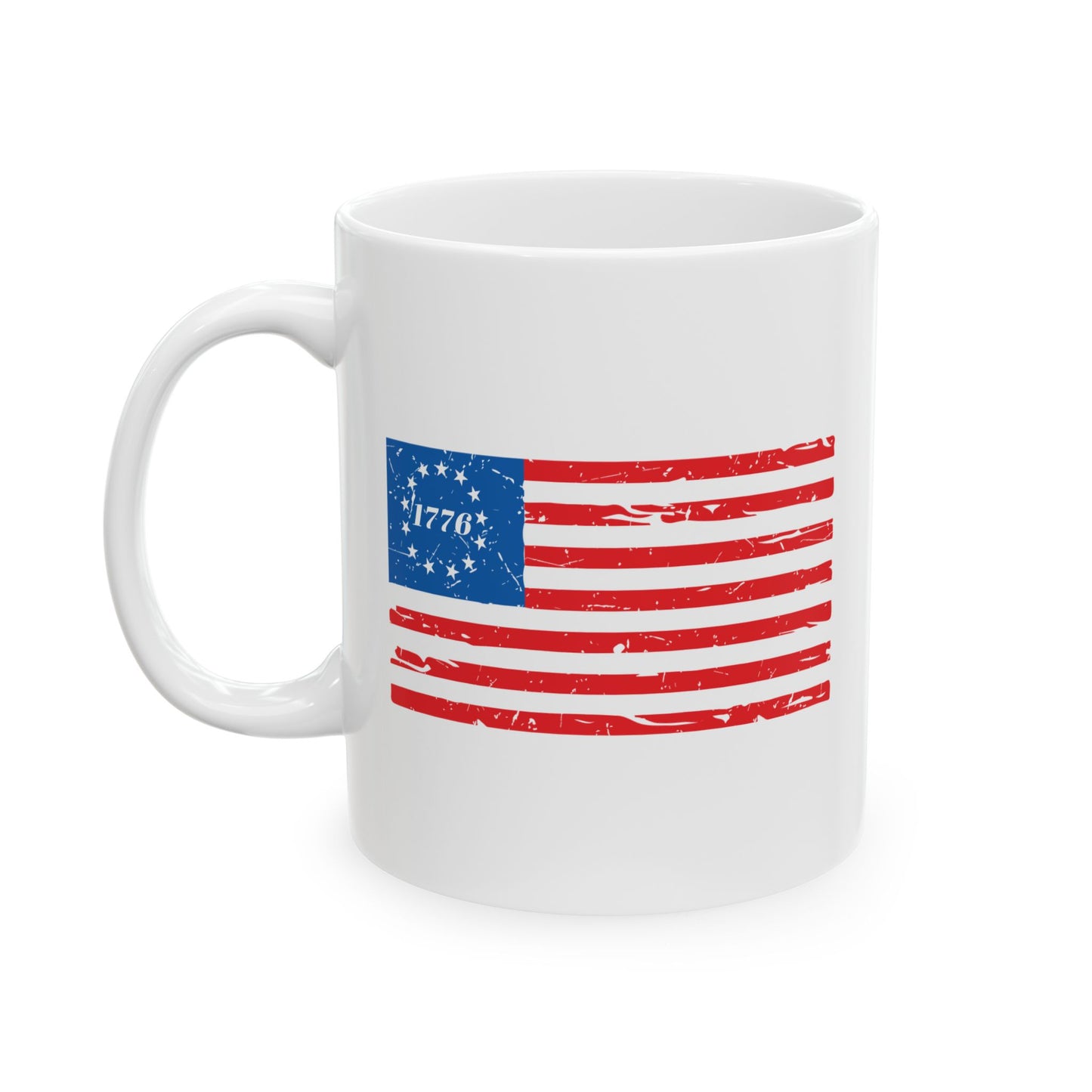 BETSY FLAG 1776 PATRIOTIC WHITE MUG