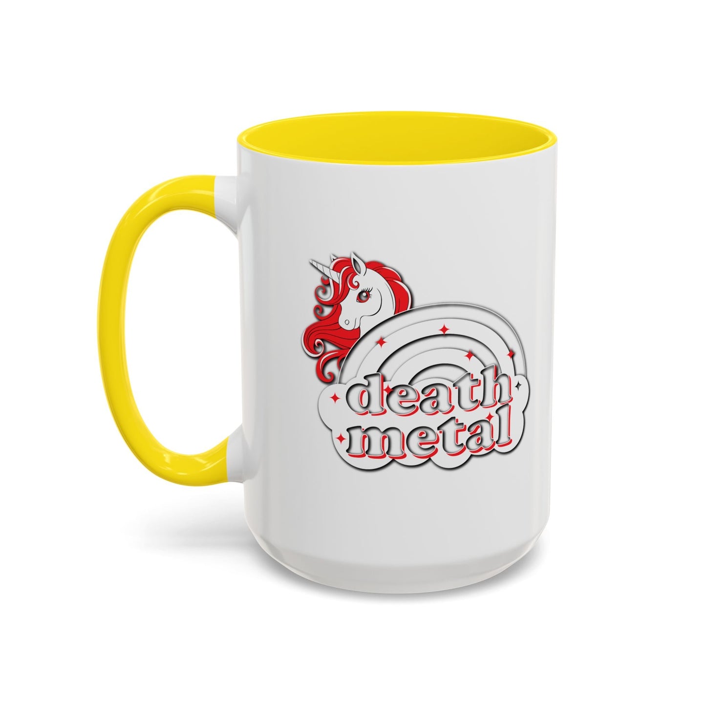 DEATH METAL UNICORN Accent BiColor Funny Sarcastic Mug