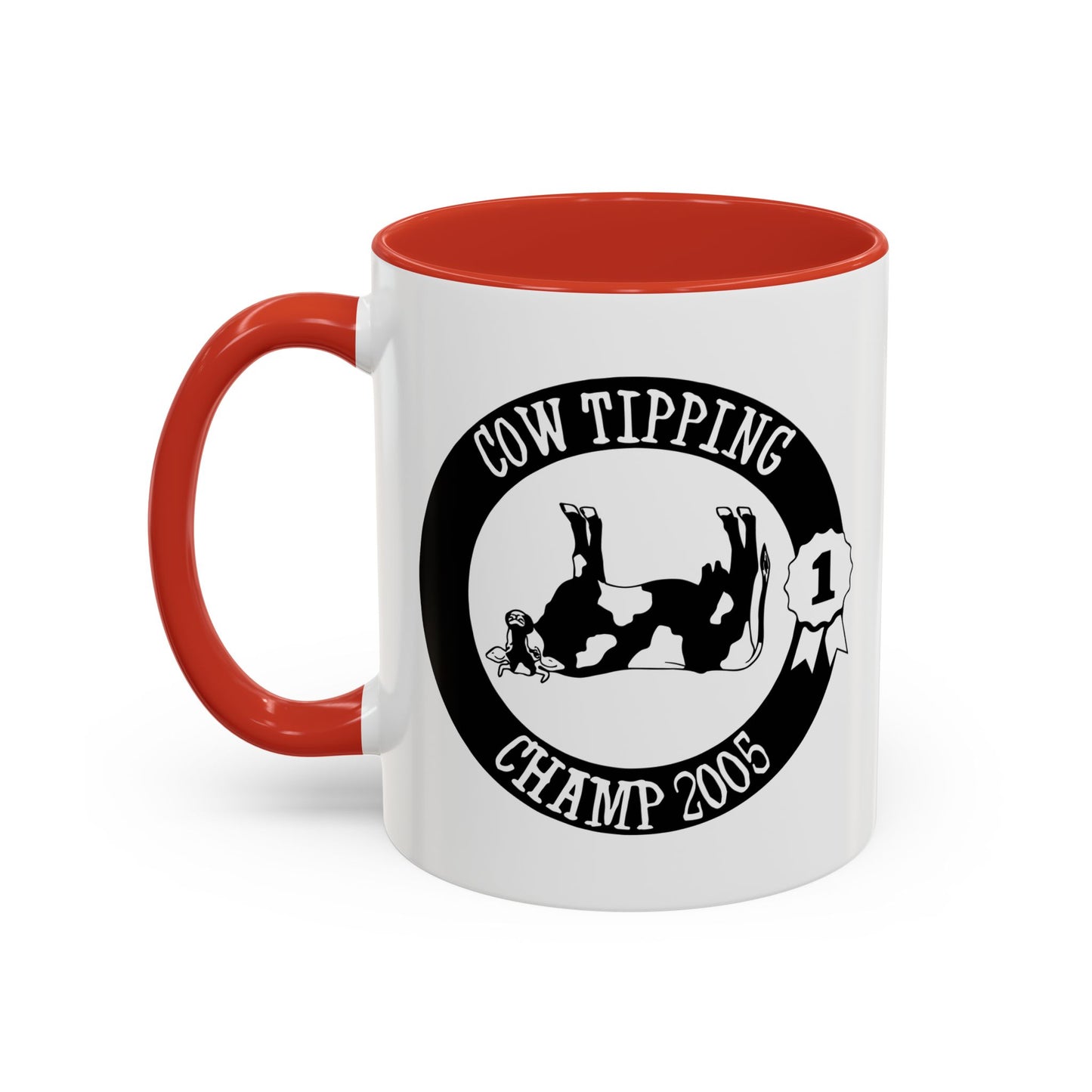 COW TIPPING CHAMP Accent BiColor Funny Sarcastic Mug