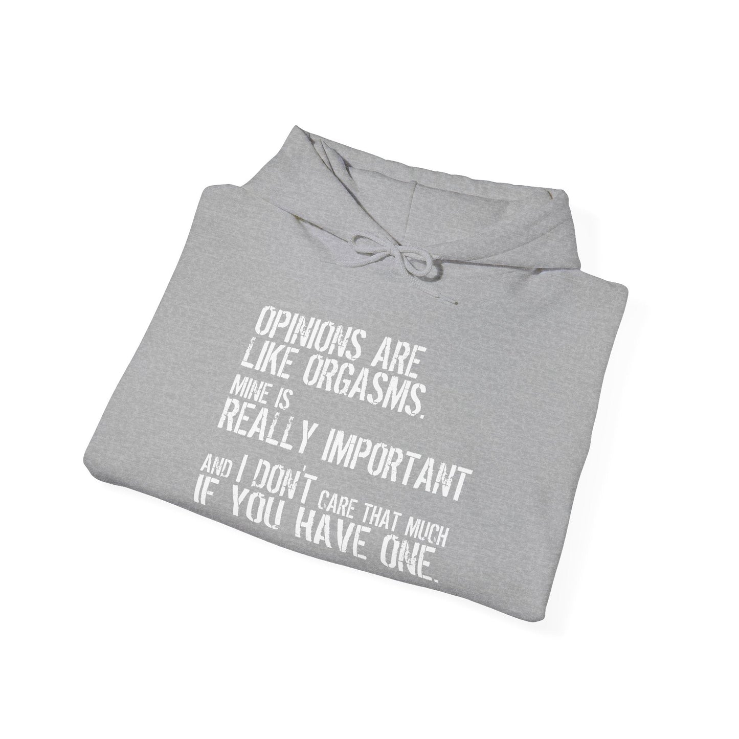 OPINION ARE LIKE ORGASMS - Premium Unisex Funny Sarcastic Black Hoodie Sweatshirt