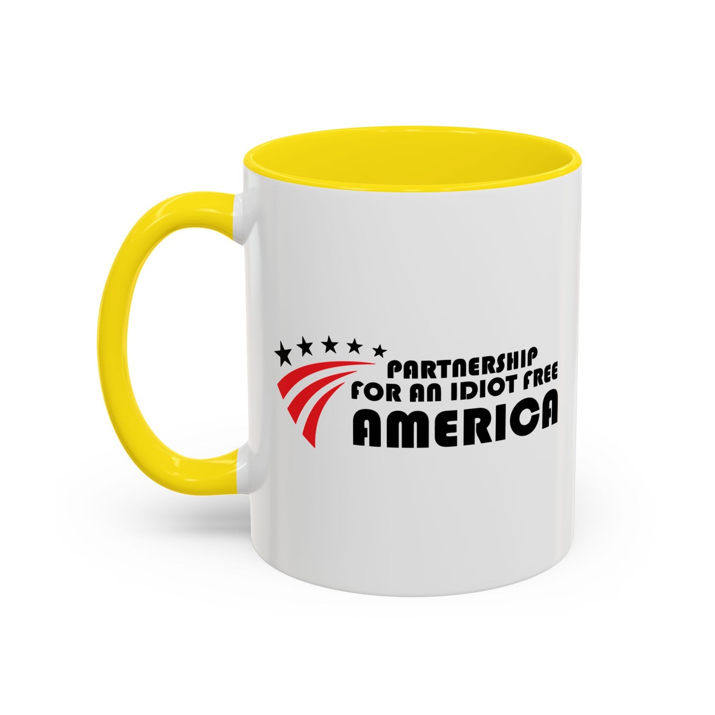 IDIOT FREE AMERICA Accent BiColor Funny Sarcastic Mug