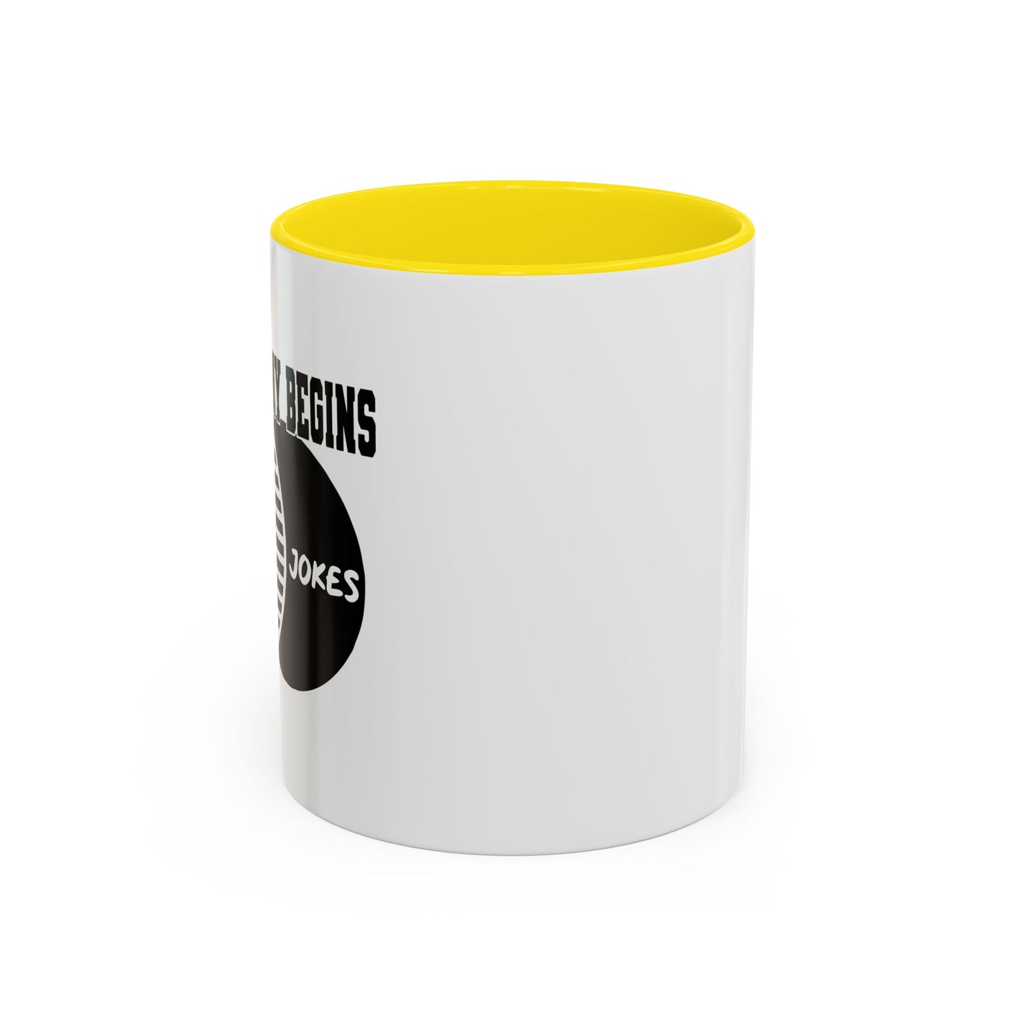 WHERE CORNY BEGINS Accent BiColor Funny Sarcastic Mug