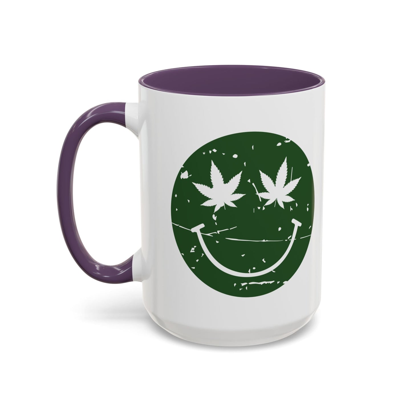 WEED SMILY FACE Accent BiColor Funny Sarcastic Mug