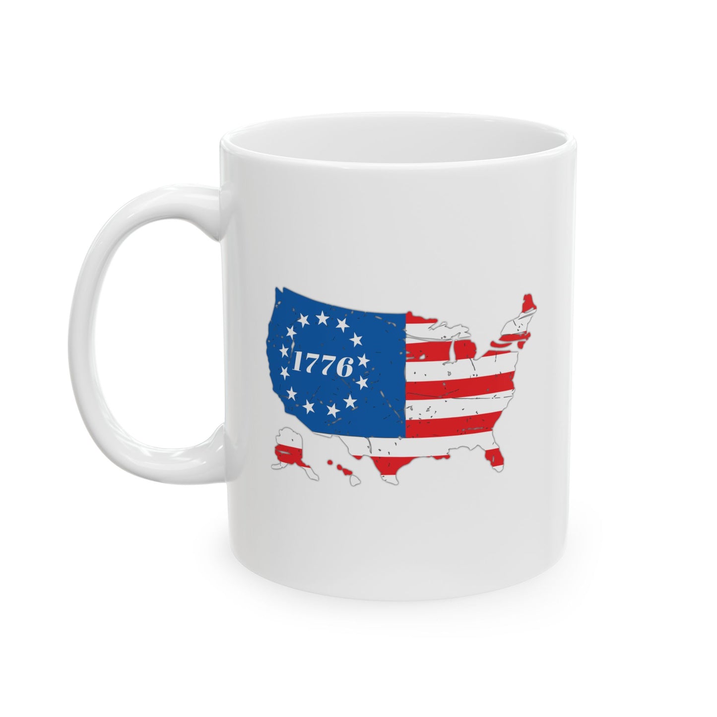 BETSY FLAG USA MAP PATRIOTIC WHITE MUG