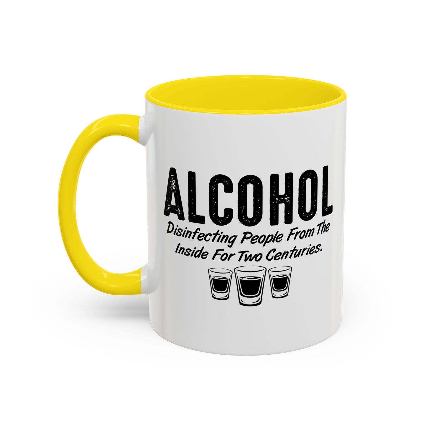 DISINFECTING PEOPLE Accent BiColor Funny Sarcastic Mug