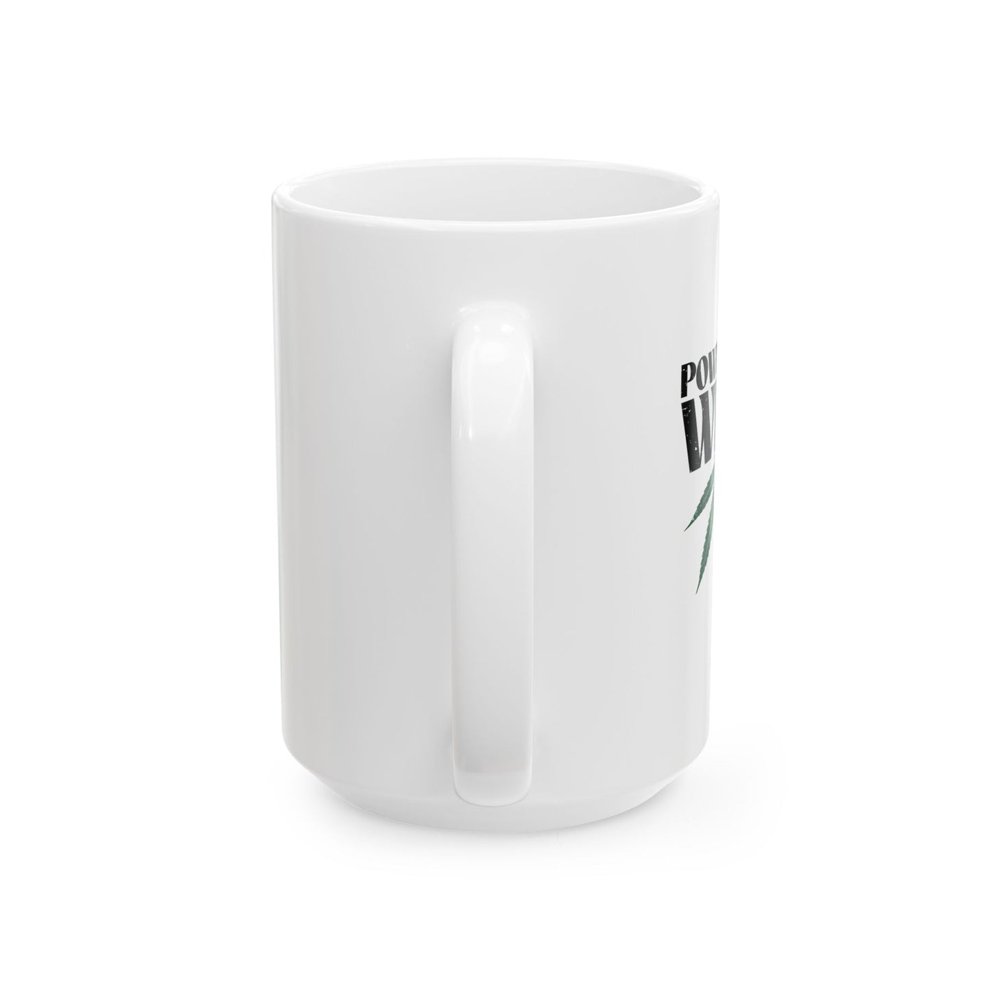 POWERED BY WEED FUNNY SARCASTIC WHITE MUG