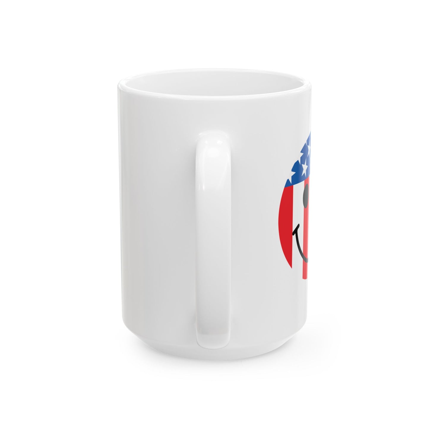 USA SMILY FLAG FUNNY SARCASTIC WHITE MUG