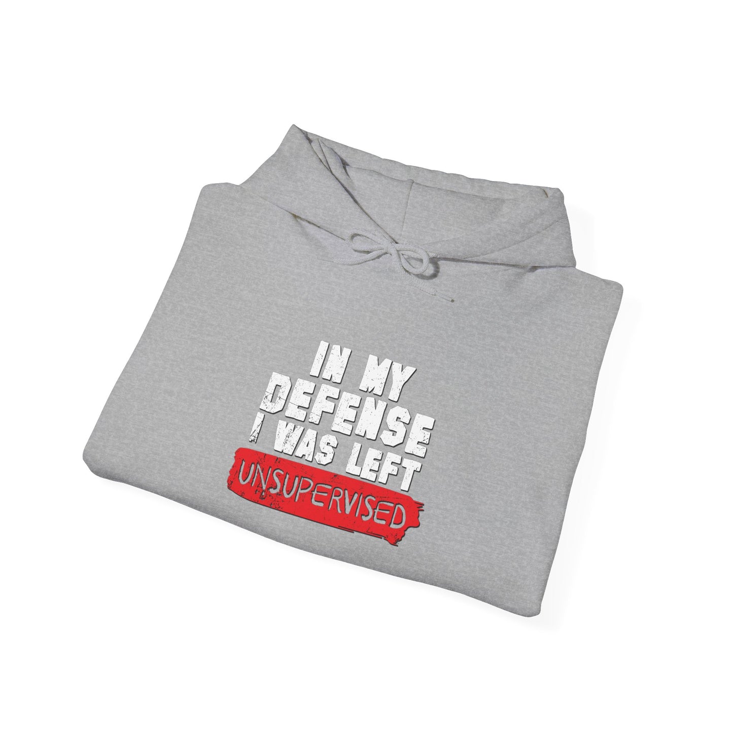 IN MY DEFENSE I WAS LEFT - Premium Unisex Funny Sarcastic Black Hoodie Sweatshirt