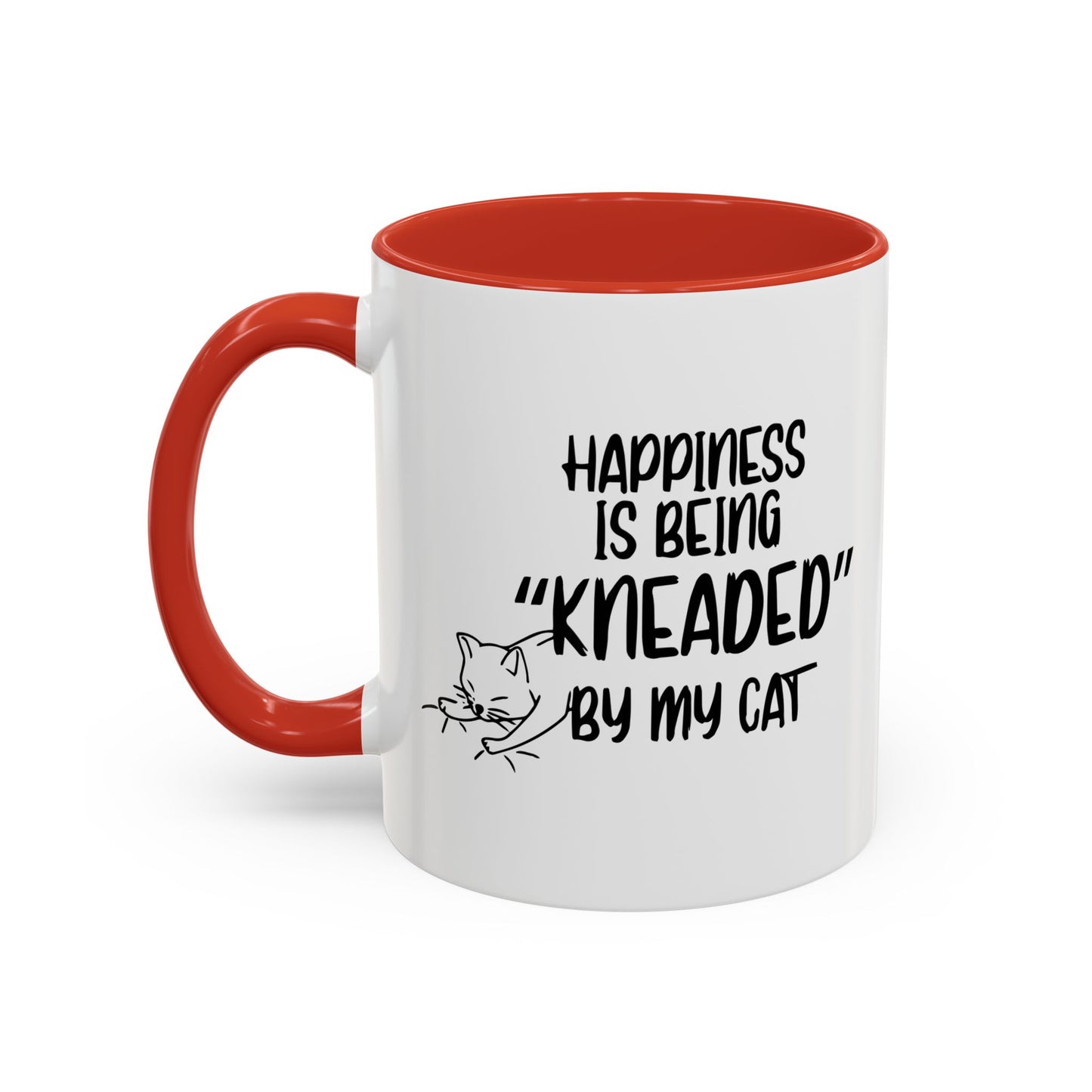 HAPPINESS IS BEING NEEDED BY MY CAT Accent BiColor Funny Sarcastic Mug