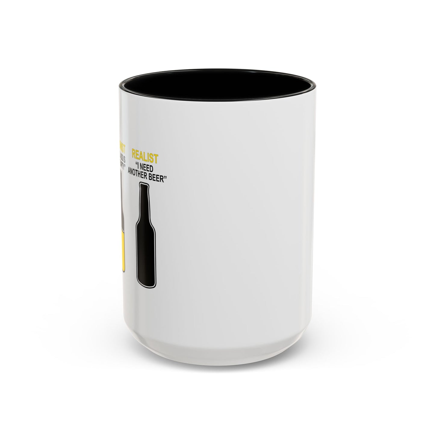 OPTIMIST PESSIMIST REALIST Accent BiColor Funny Sarcastic Mug