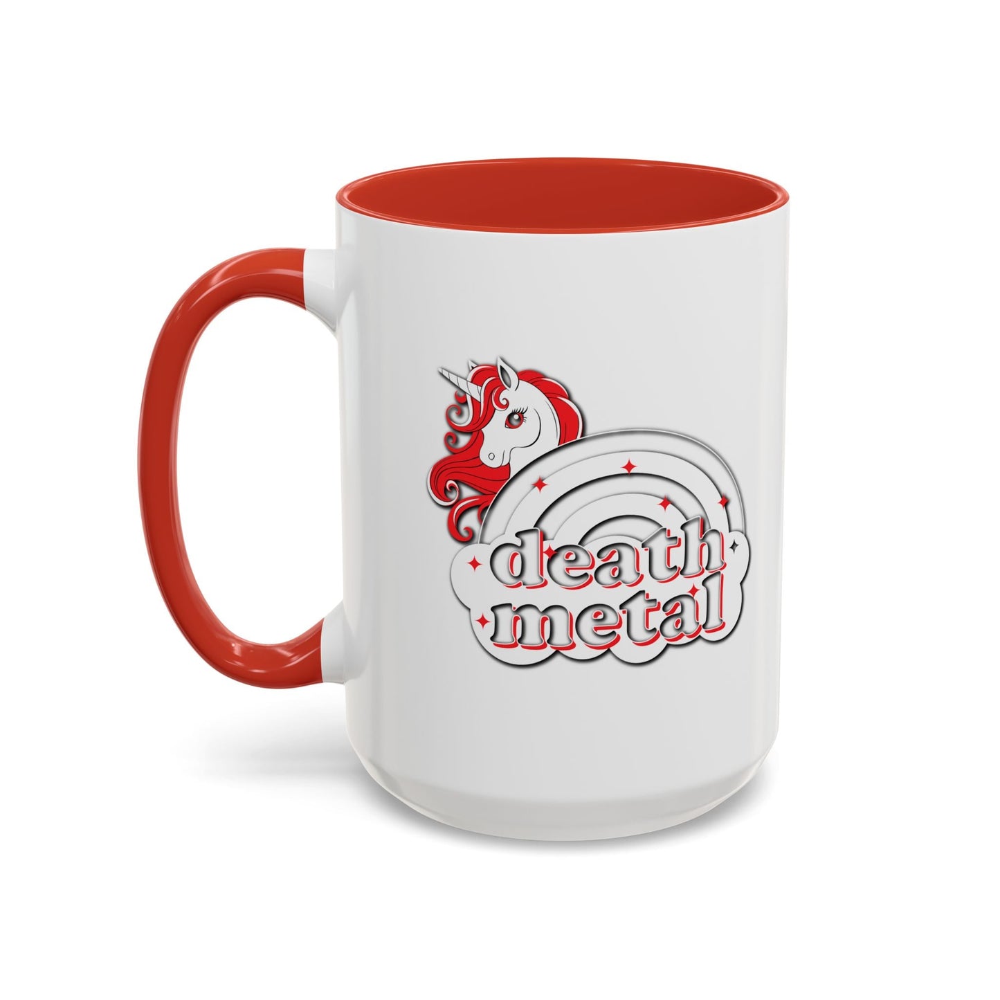 DEATH METAL UNICORN Accent BiColor Funny Sarcastic Mug