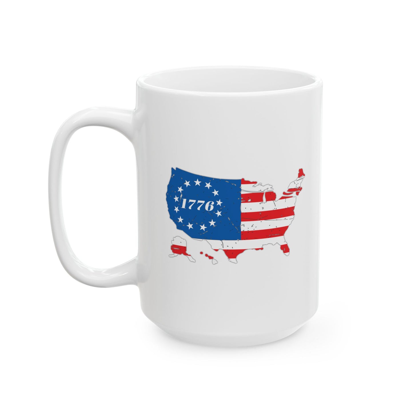 BETSY FLAG USA MAP PATRIOTIC WHITE MUG