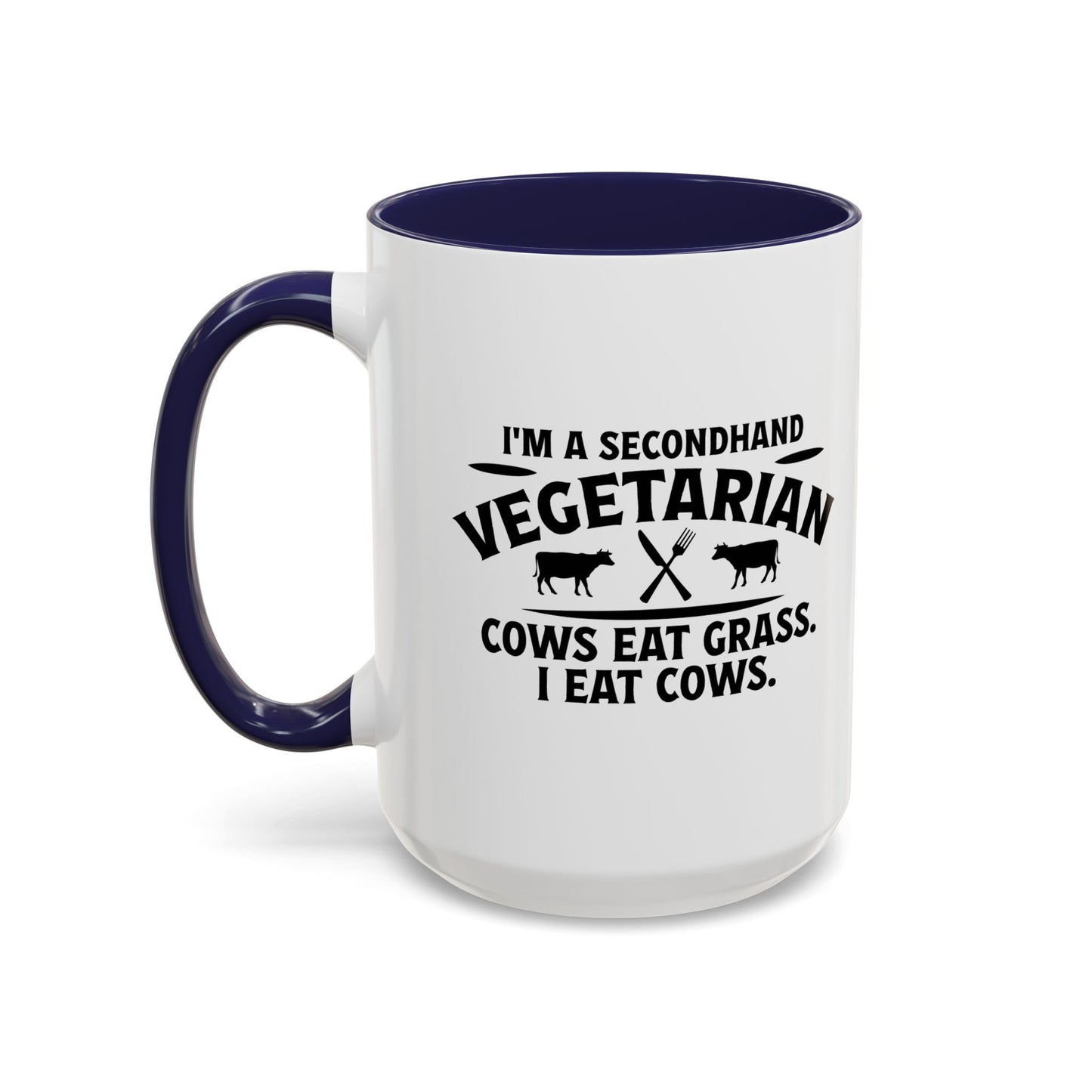 SECONDHAND VEGETARIAN Accent BiColor Funny Sarcastic Mug