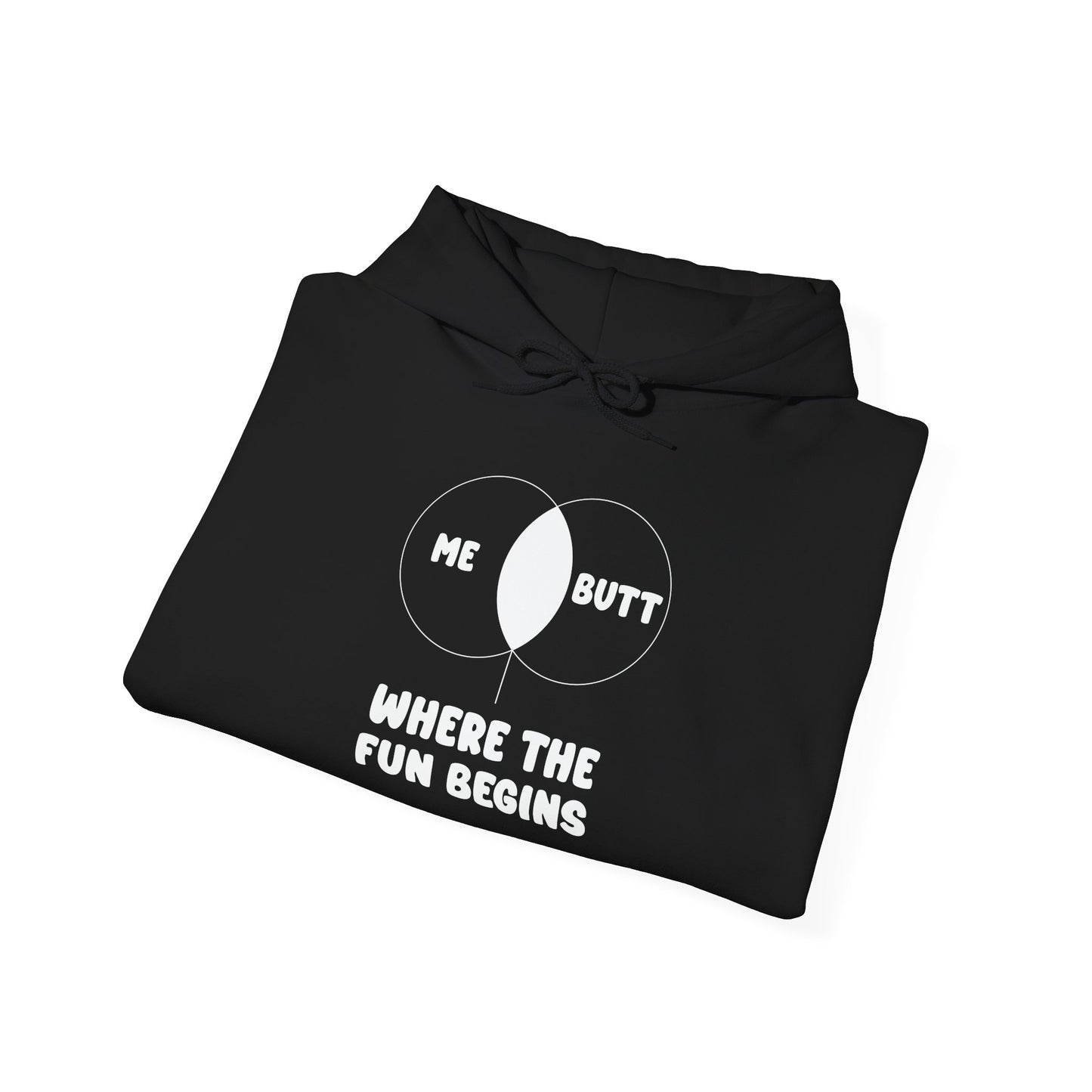 ME & BUTT WHERE THE FUN BEGINS - Premium Unisex Funny Sarcastic Black Hoodie Sweatshirt