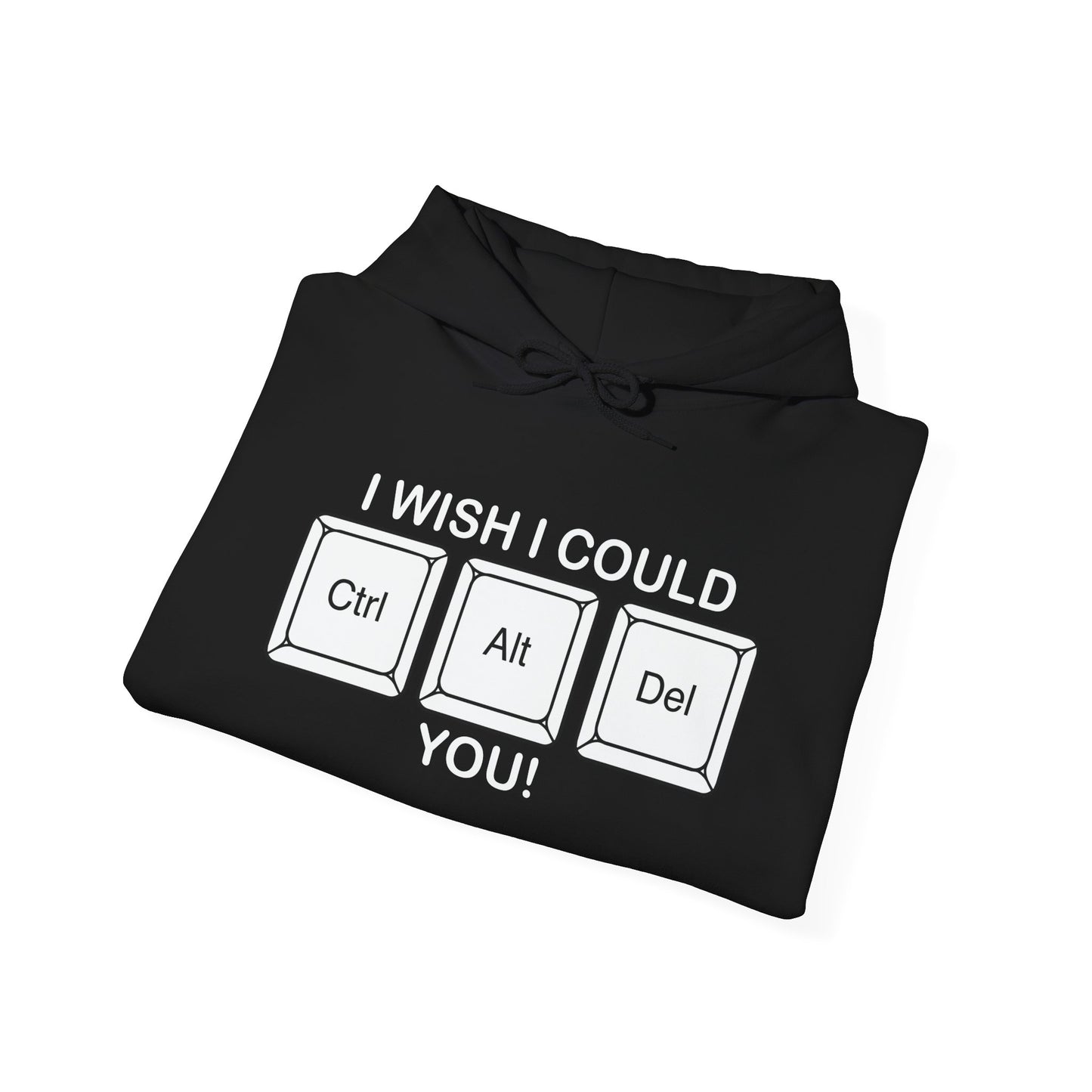 I WISH I COULD Ctrl Alt Del YOU - Premium Unisex Funny Sarcastic Black Hoodie Sweatshirt