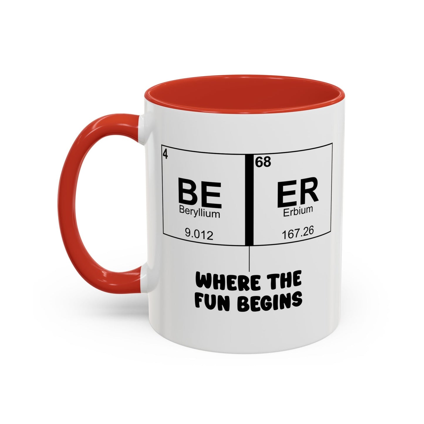 BE ER WHERE THE FUN BEGINS Accent BiColor Funny Sarcastic Mug