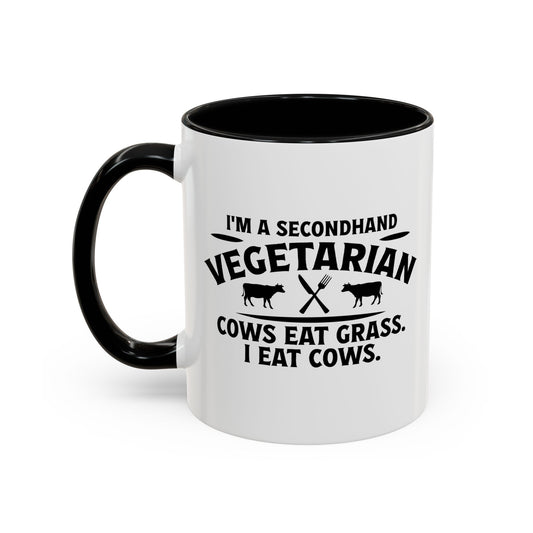 SECONDHAND VEGETARIAN Accent BiColor Funny Sarcastic Mug