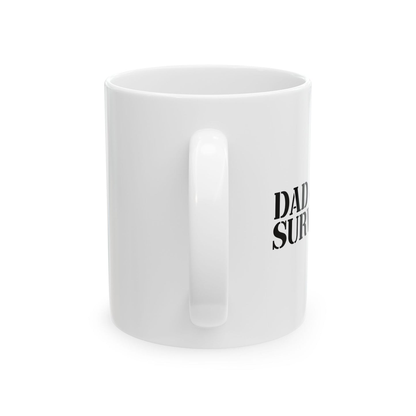 DAD JOKE SURVIVOR FUNNY SARCASTIC WHITE MUG