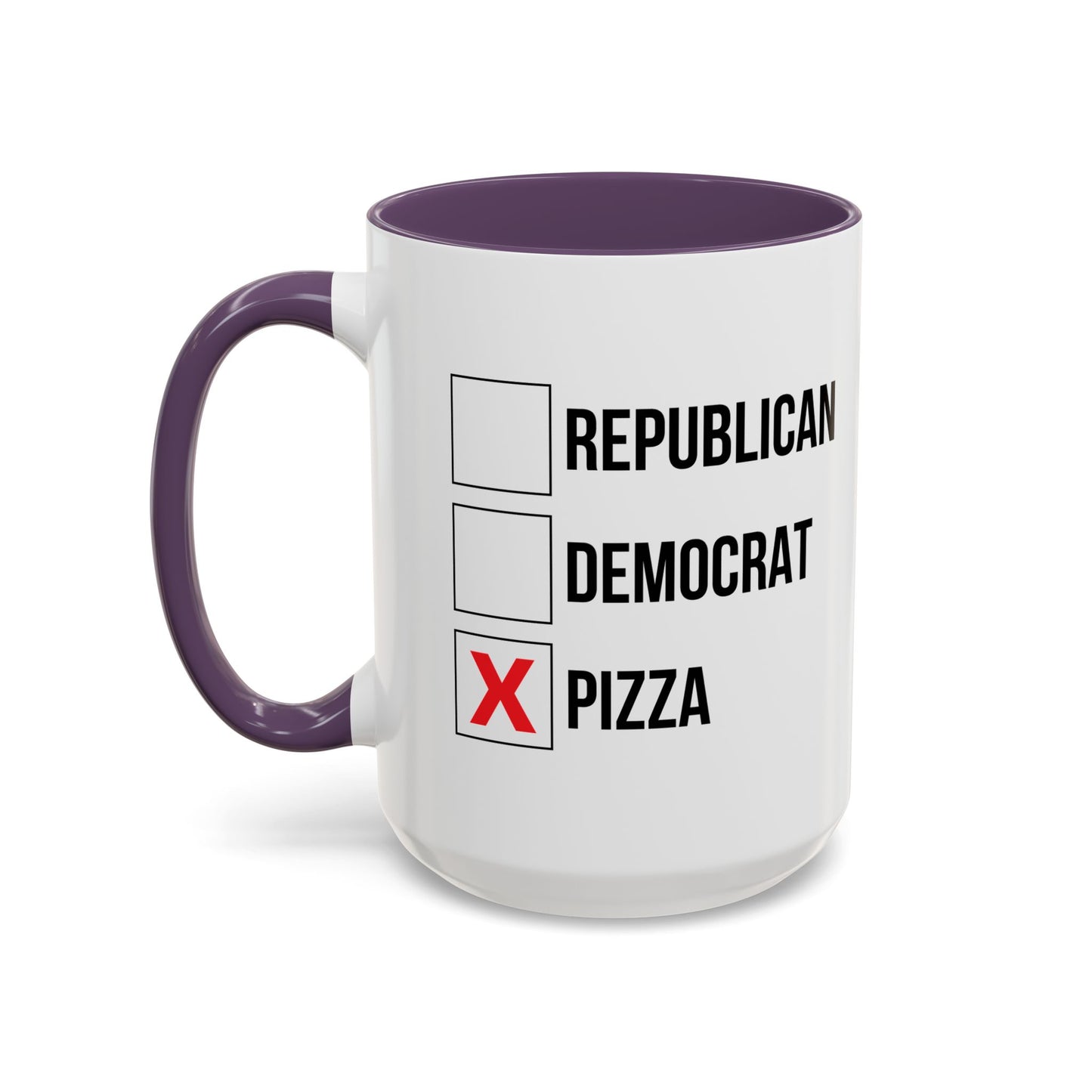 REPUBLICAN, DEMOCRATE, PIZZA Accent BiColor Funny Sarcastic Mug