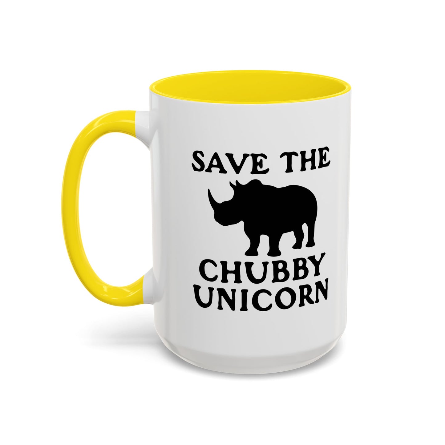 SAVE THE CHUBBY UNICORN Accent BiColor Funny Sarcastic Mug