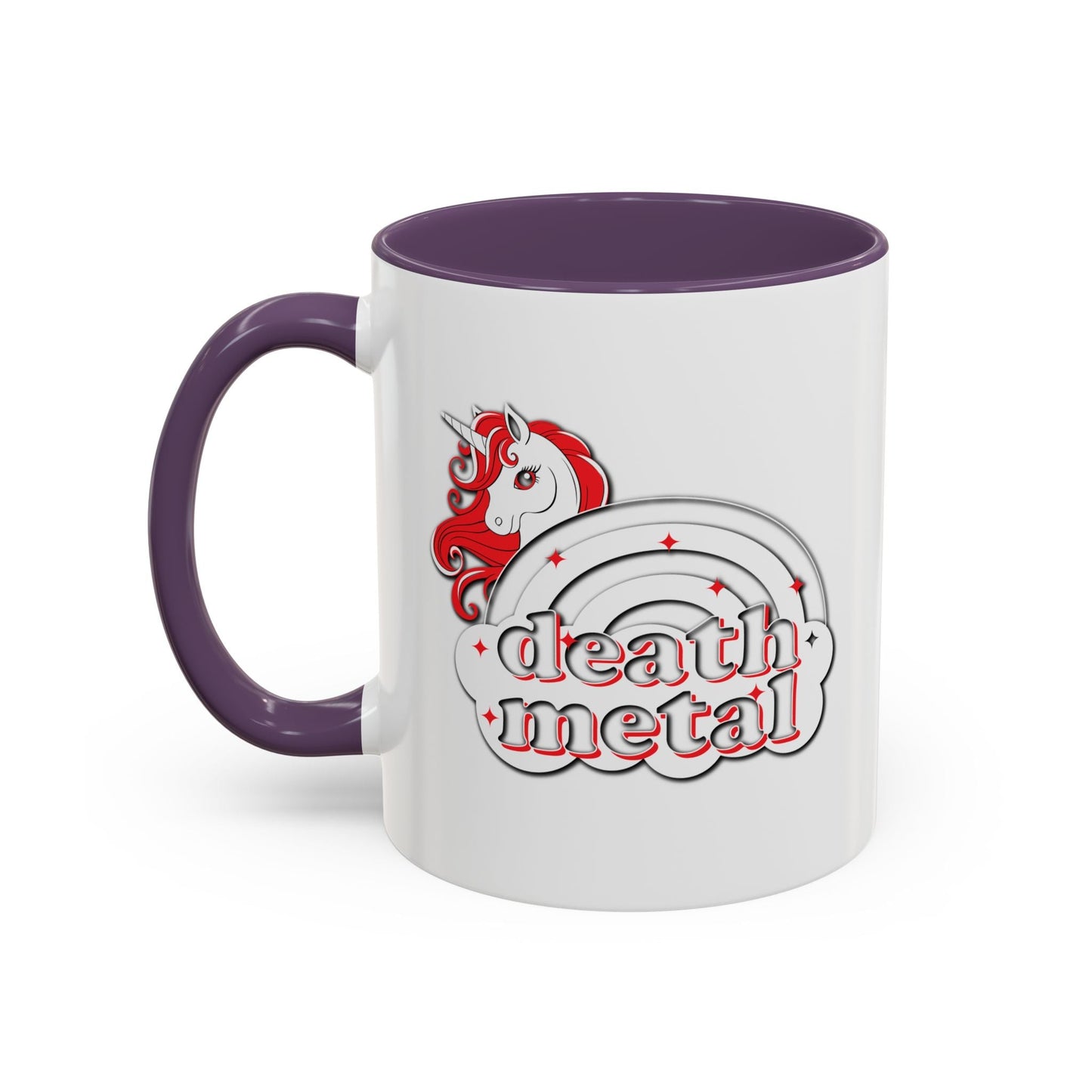 DEATH METAL UNICORN Accent BiColor Funny Sarcastic Mug