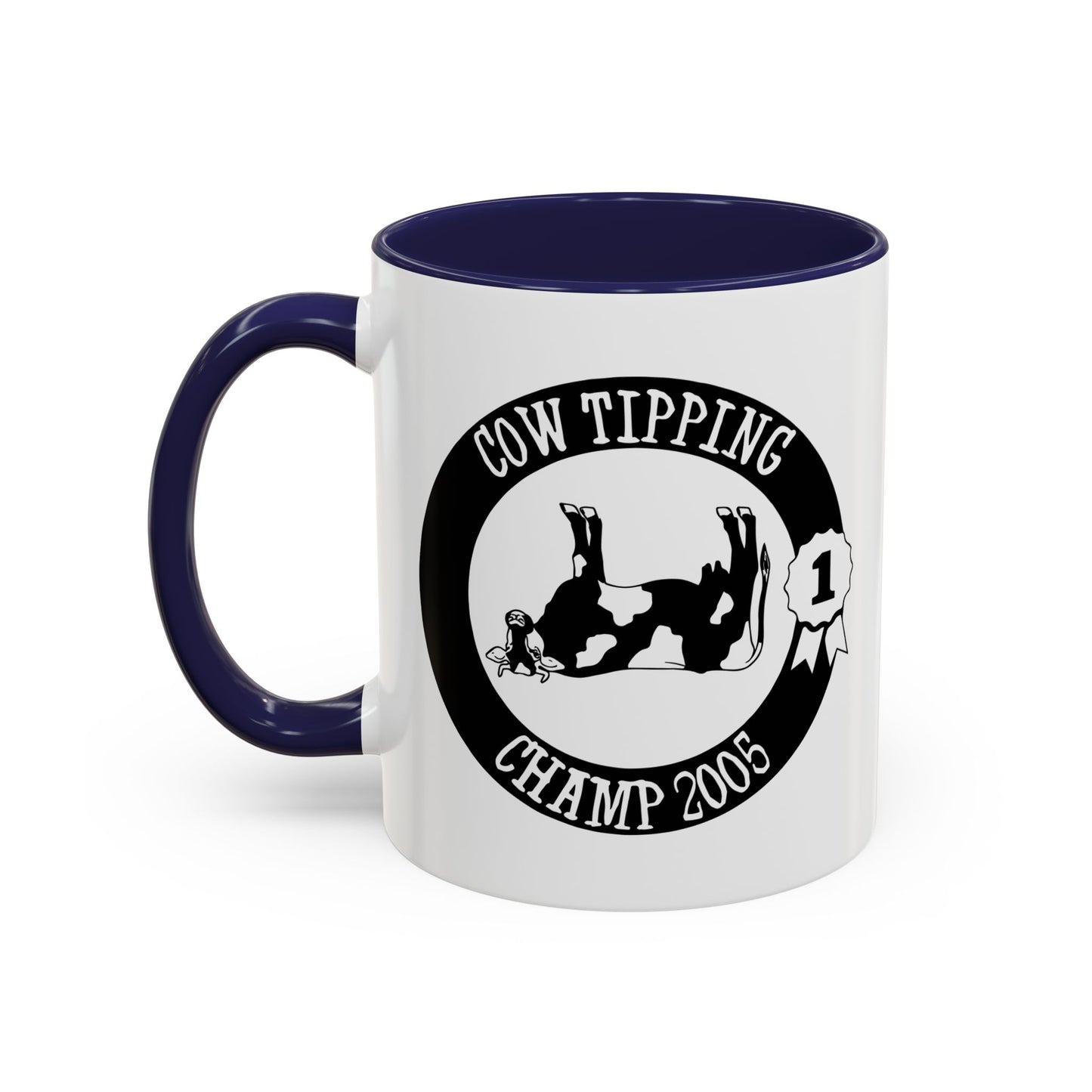 COW TIPPING CHAMP Accent BiColor Funny Sarcastic Mug