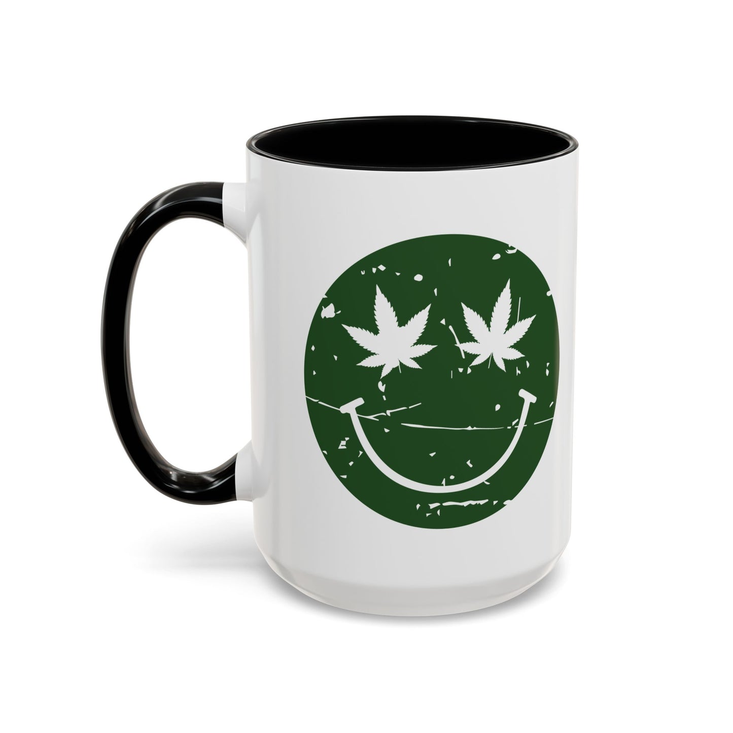 WEED SMILY FACE Accent BiColor Funny Sarcastic Mug