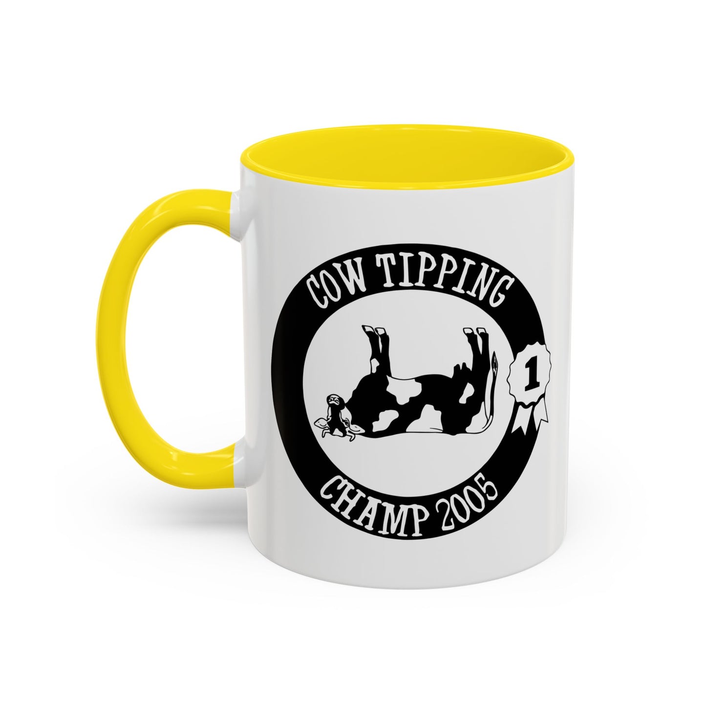 COW TIPPING CHAMP Accent BiColor Funny Sarcastic Mug