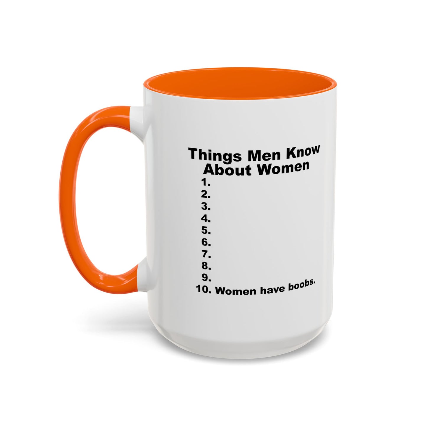 THINGS MEN KNOW ABOUT WOMEN Accent BiColor Funny Sarcastic Mug