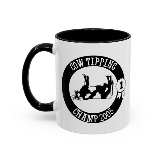 COW TIPPING CHAMP Accent BiColor Funny Sarcastic Mug