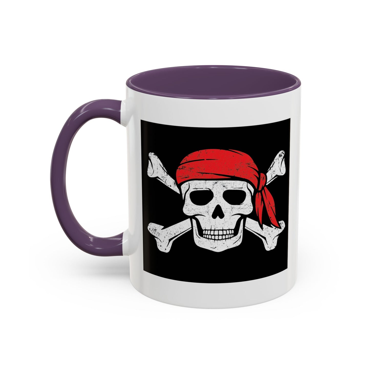 RED BANDANA SKULL Accent BiColor Funny Sarcastic Mug