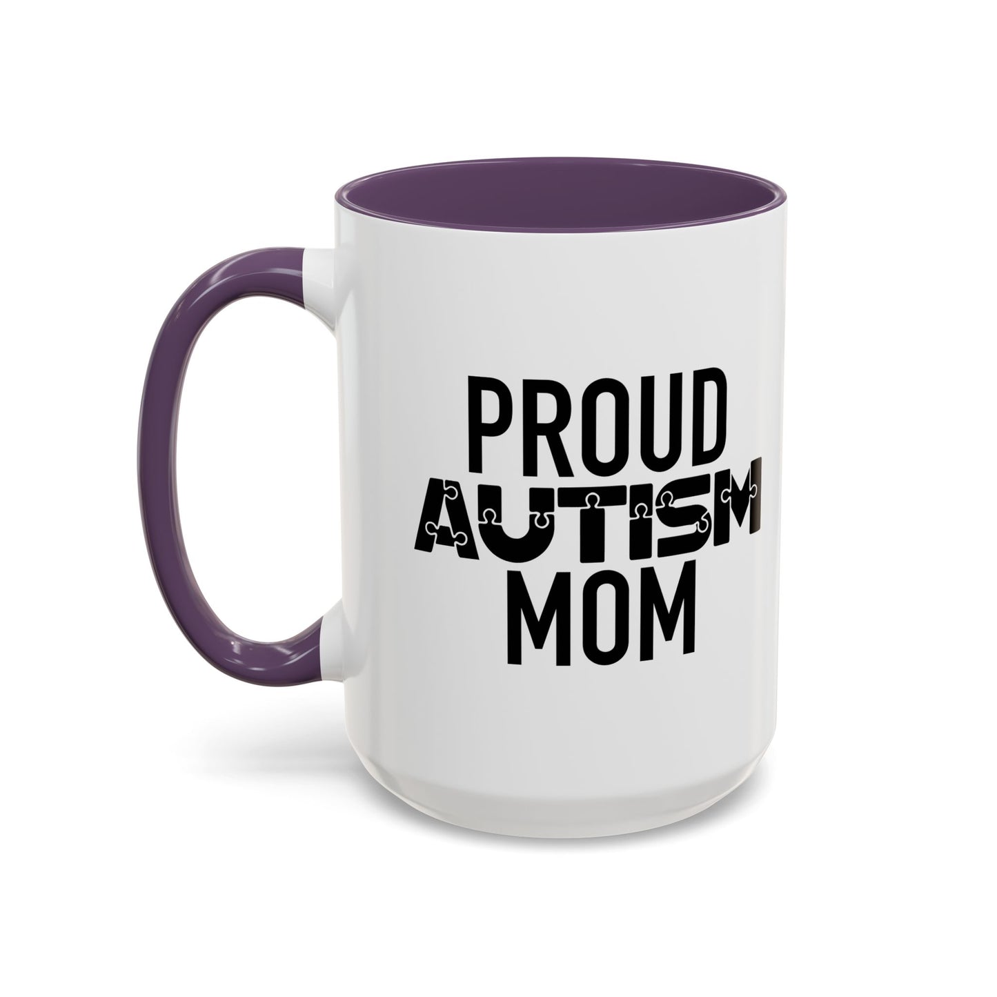 PROUD AUTISM MOM Accent BiColor Mug