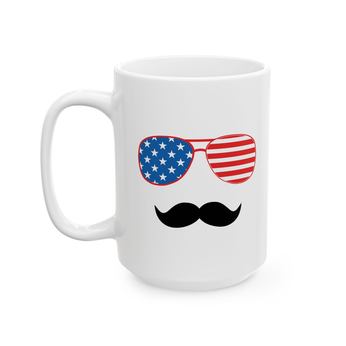 4TH OF JULY SUNGLASSES FUNNY SARCASTIC WHITE MUG