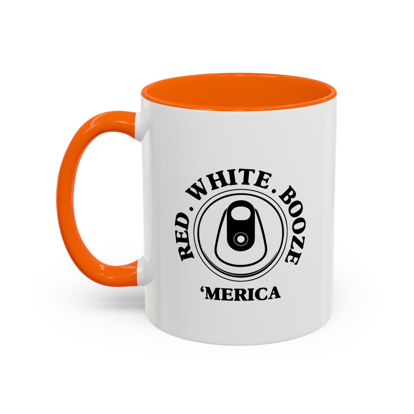 RED WHITE BOOZE MERICA Accent BiColor Funny Sarcastic Mug