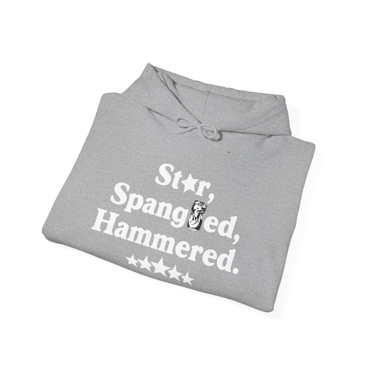 STAR SPANGLED HAMMERED - Premium Unisex Funny Sarcastic Black Hoodie Sweatshirt