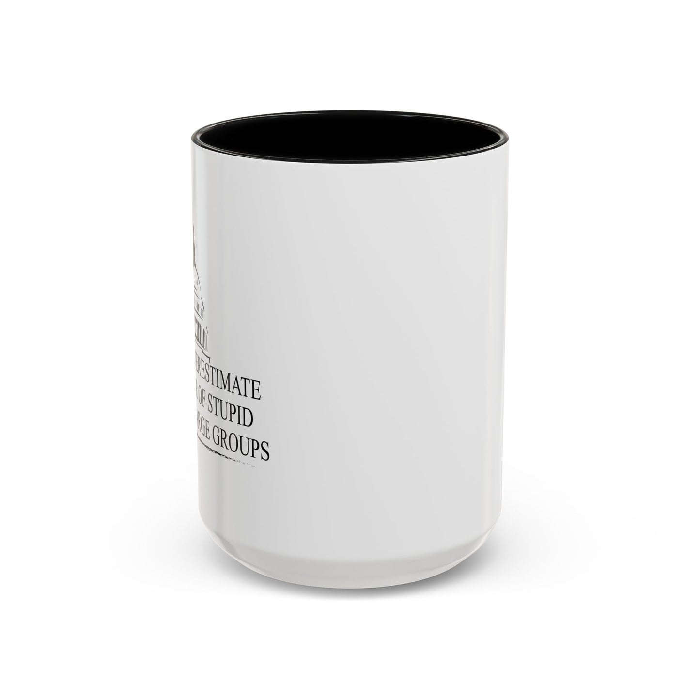 NEVER UNDERESTIMATE THE POWER OF STUPID PEOPLE IN LARGE NUMBERS Accent BiColor Funny Sarcastic Mug