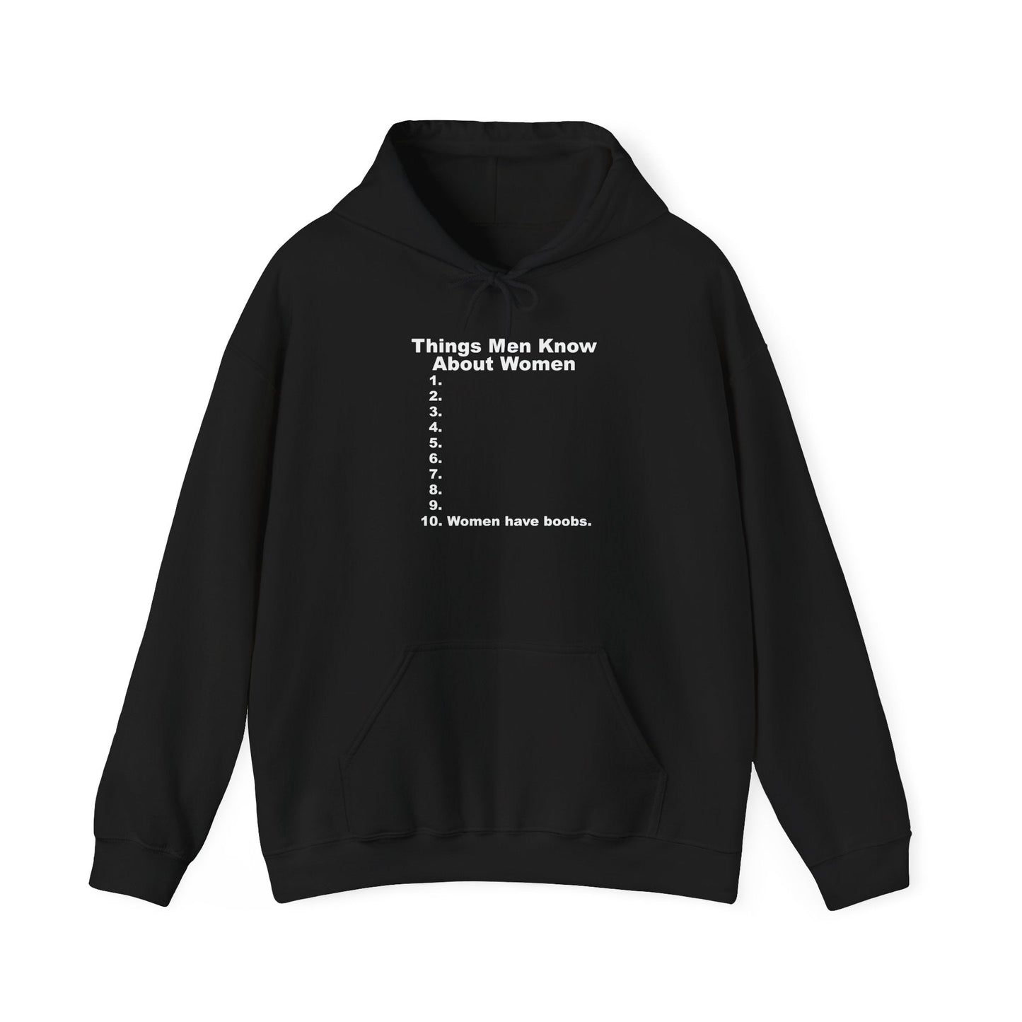 THINGS MEN KNOW ABOUT WOMEN - Premium Unisex Funny Sarcastic Black Hoodie Sweatshirt