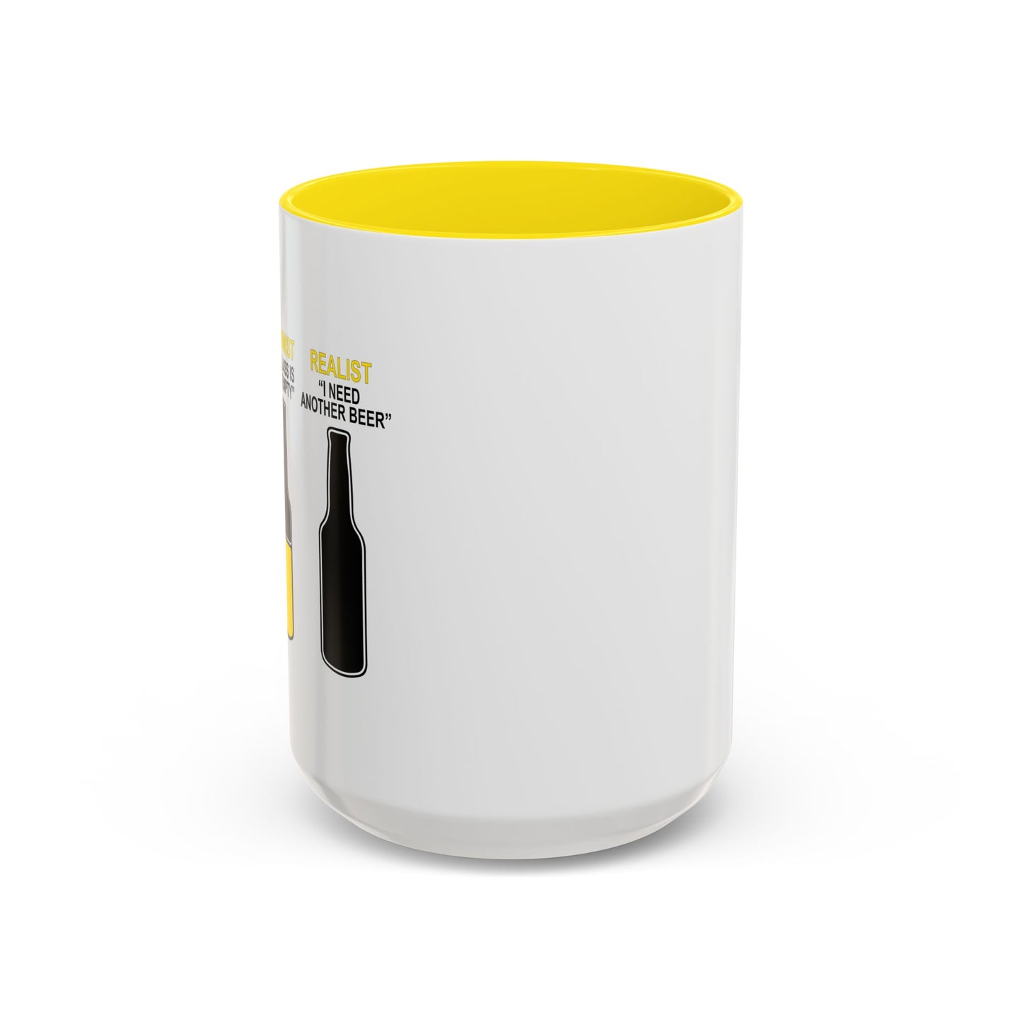 OPTIMIST PESSIMIST REALIST Accent BiColor Funny Sarcastic Mug