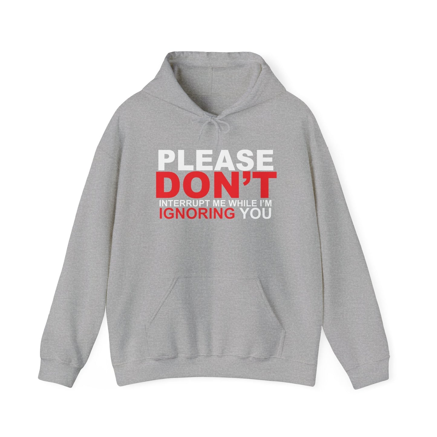 PLEASE DON'T INTERRUPT ME - Premium Unisex Funny Sarcastic Black Hoodie Sweatshirt