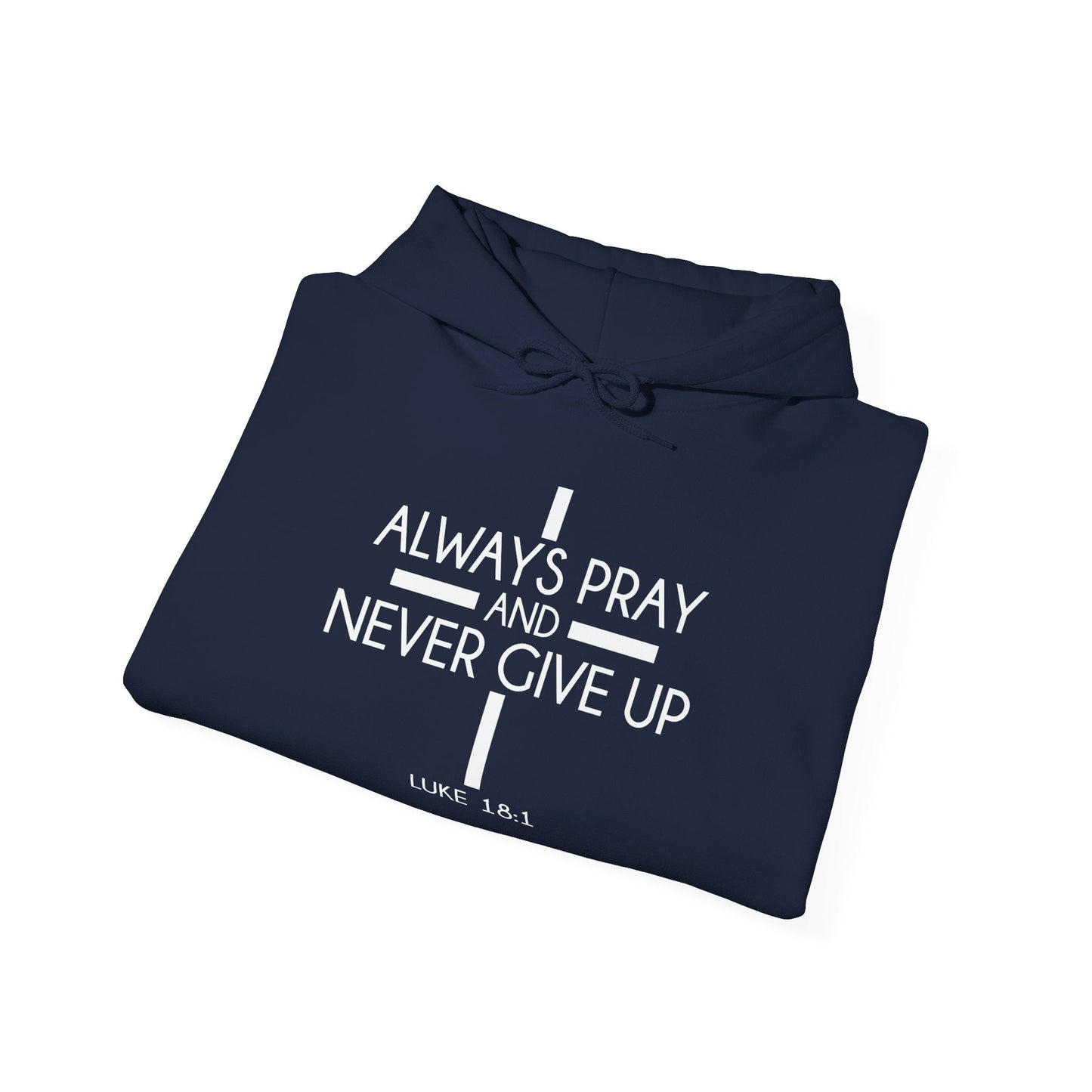 ALWAYS PRAY AND NEVER GIVE UP - LUKE 18-1 - Premium Unisex Funny Sarcastic Black Hoodie Sweatshirt