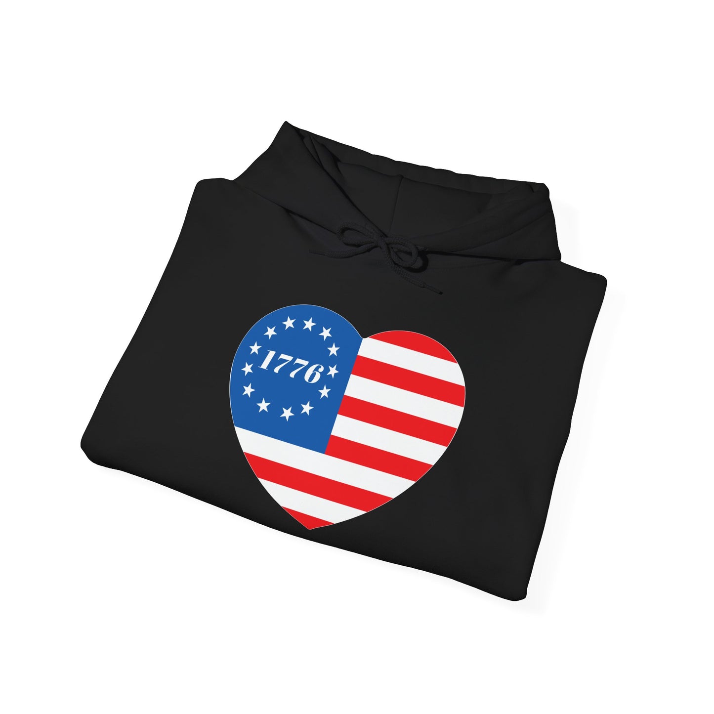 BETSY HEART FLAG 1776 - Premium Unisex Funny Sarcastic Black Hoodie Sweatshirt