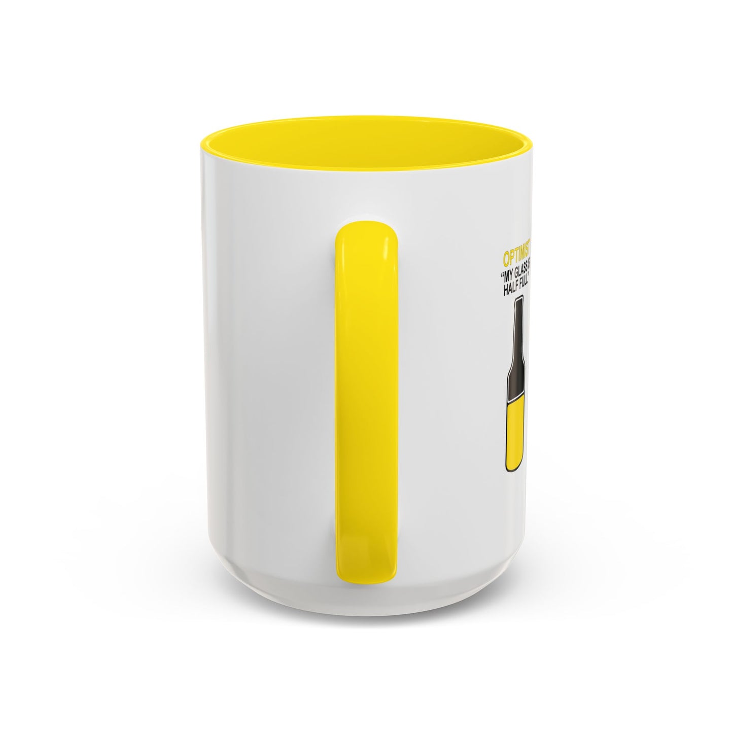 OPTIMIST PESSIMIST REALIST Accent BiColor Funny Sarcastic Mug