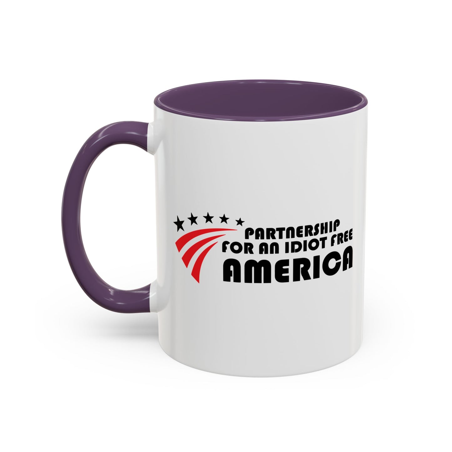 IDIOT FREE AMERICA Accent BiColor Funny Sarcastic Mug