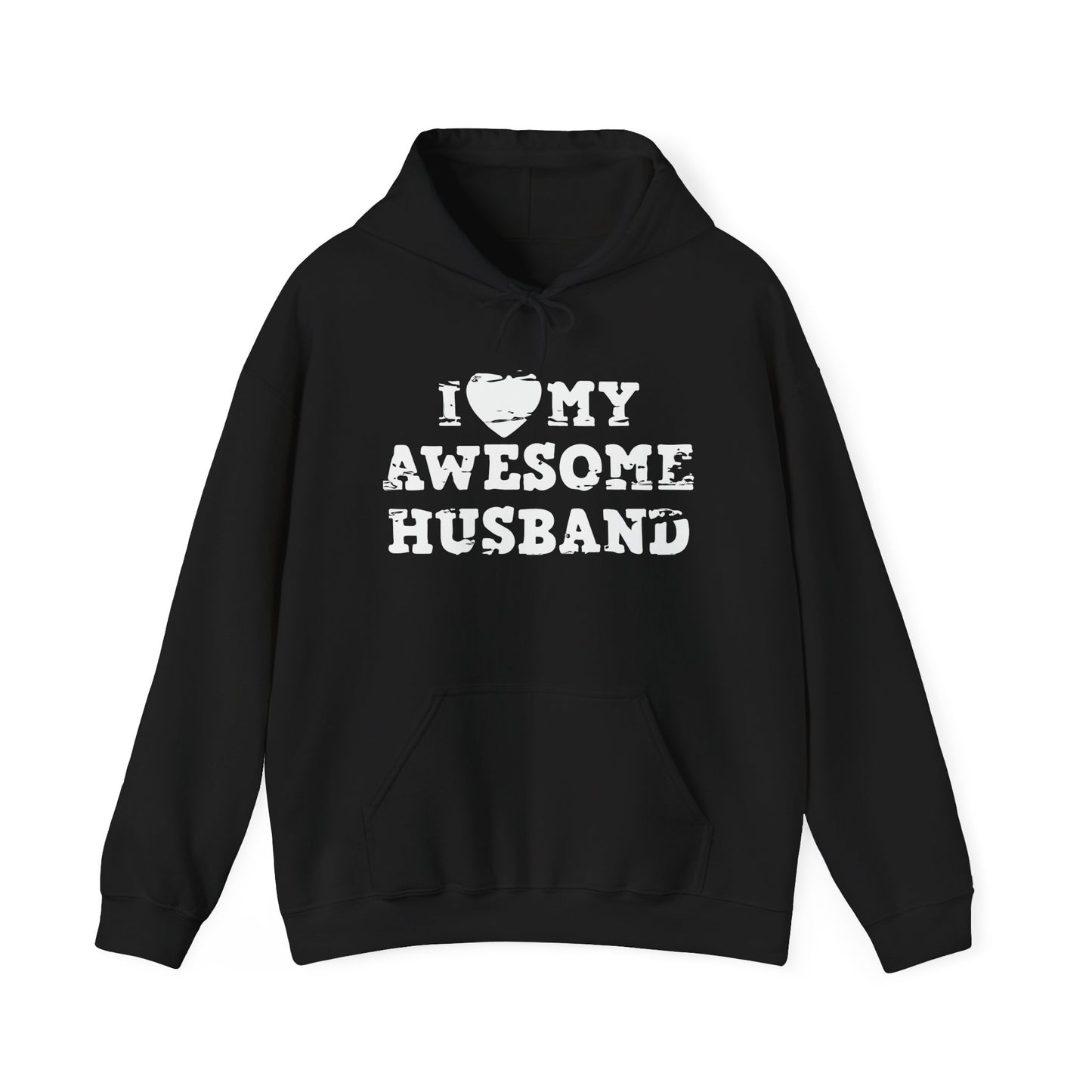 I HEART MY AWESOME HUSBAND - Premium Unisex Funny Sarcastic Black Hoodie Sweatshirt