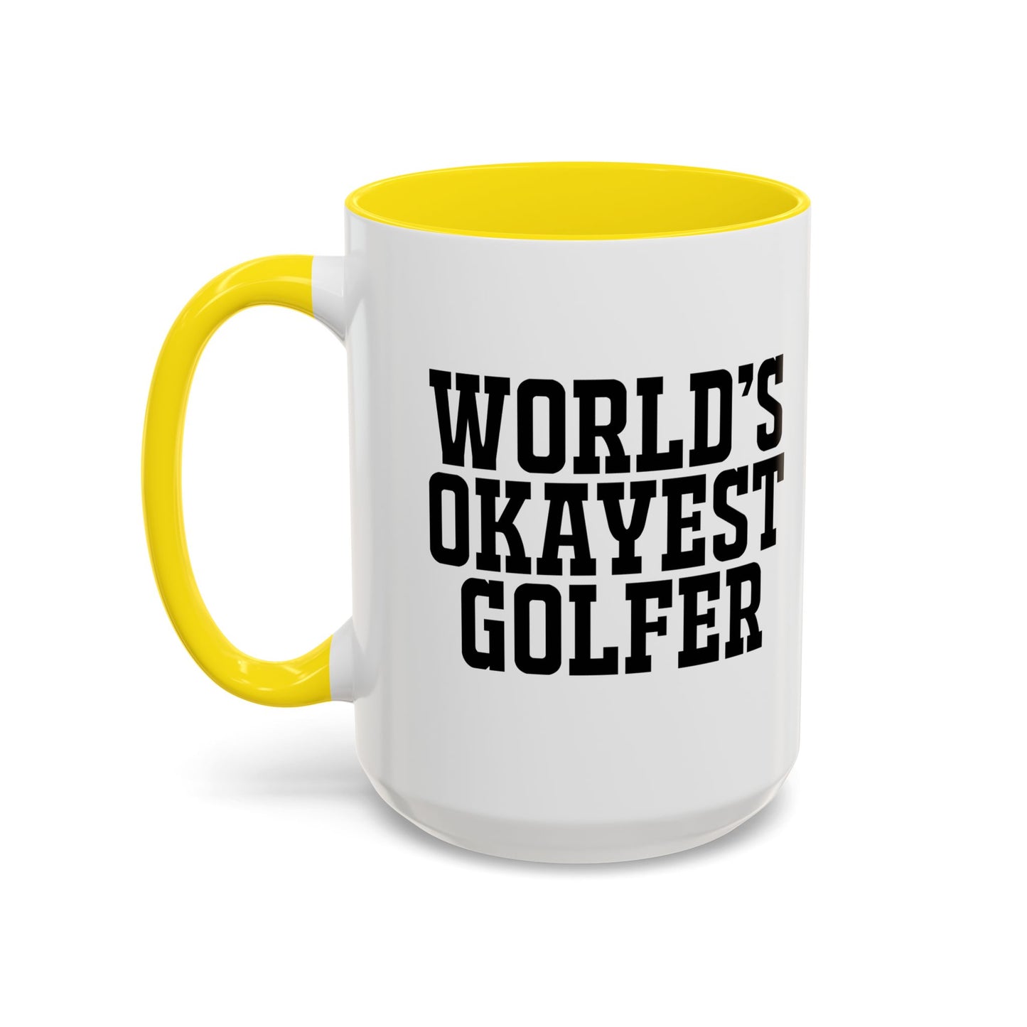 WORLD'S OKAYEST GOLFER Accent BiColor Funny Sarcastic Mug