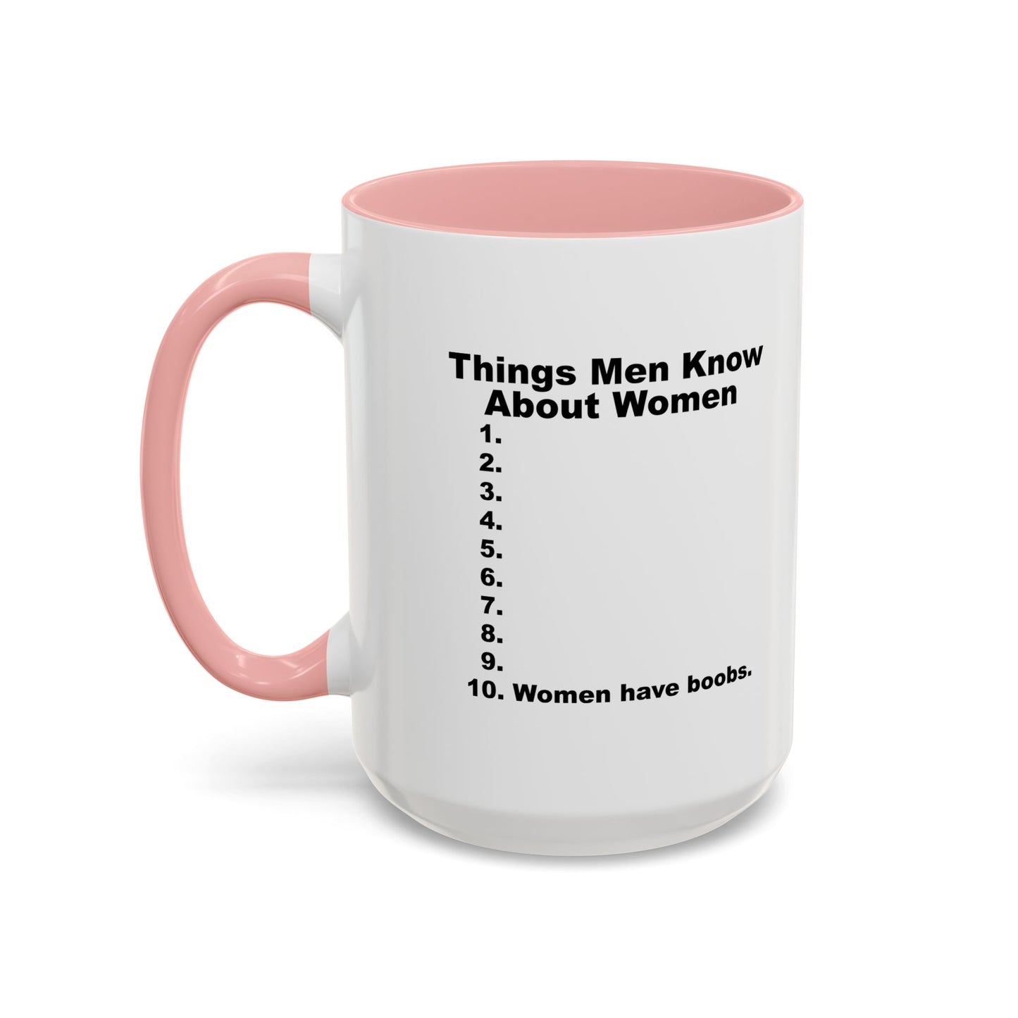 THINGS MEN KNOW ABOUT WOMEN Accent BiColor Funny Sarcastic Mug