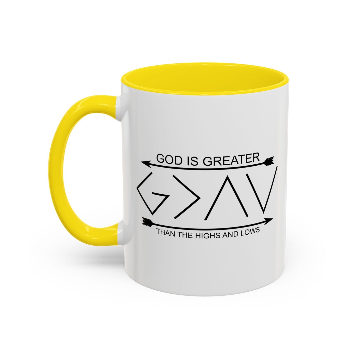 GOD IS GREATER Accent BiColor Funny Sarcastic Mug