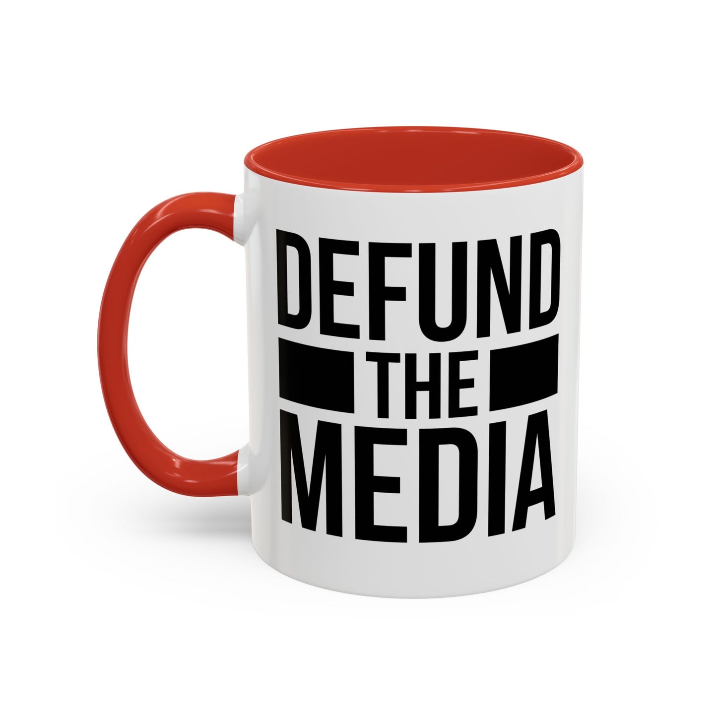 DEFUND THE MEDIA Accent BiColor Funny Sarcastic Mug