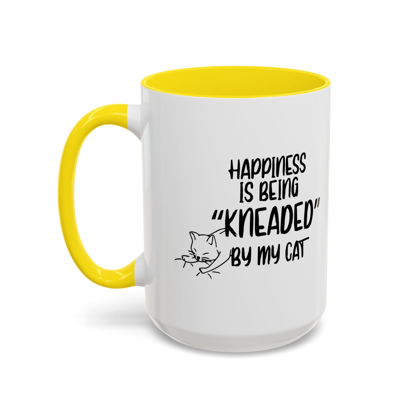 HAPPINESS IS BEING NEEDED BY MY CAT Accent BiColor Funny Sarcastic Mug