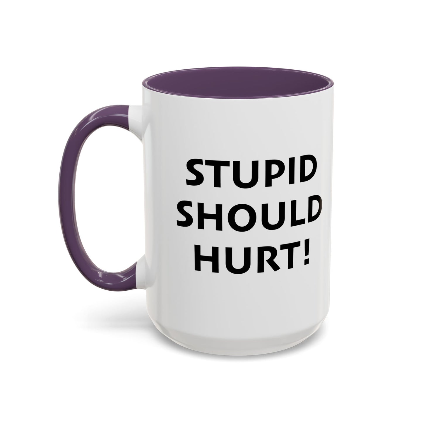 STUPID SHOULD HURT Accent BiColor Funny Sarcastic Mug